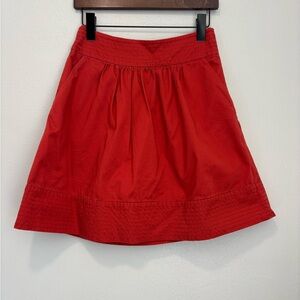 Anthropology Odille burnt orange A-line skirt cotton with pockets size 0 midi